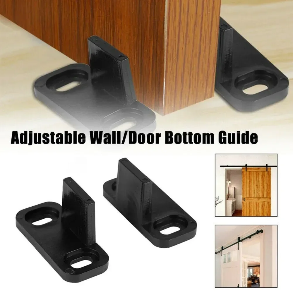 1pair Floor Fixing Low Noise Barn Door Floor Guide Sliding Anti Swinging Adjustable Furniture Hardware Bottom Bracket