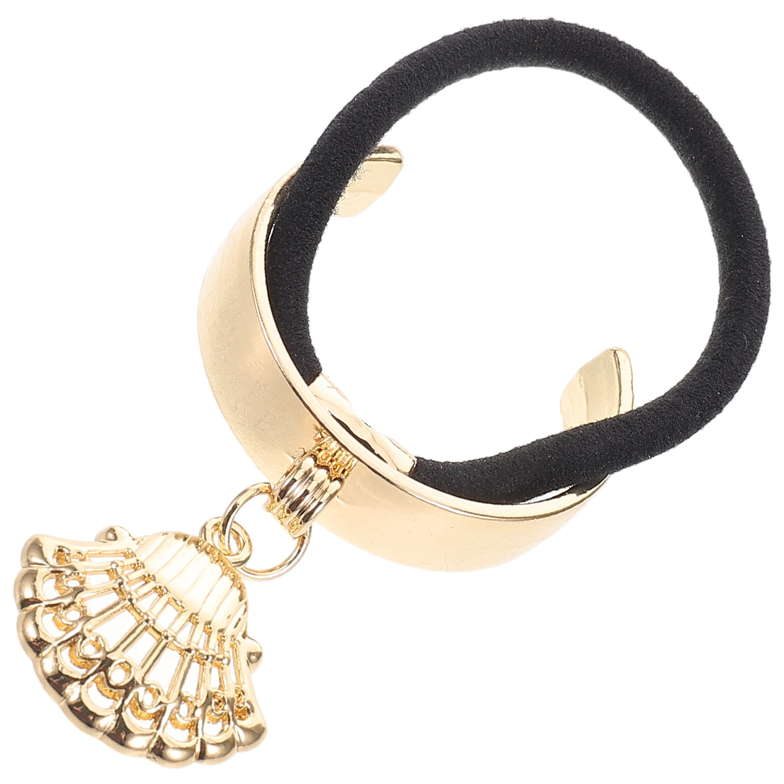 

2Pcs Metal Hair Ties Elastic Ponytail Holders Shell Charm Accessories Durable Women Girl Hairstyle Decorative Bangle