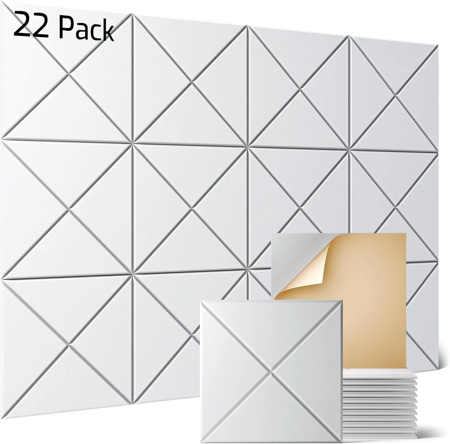

22 Pack Self-Adhesive Acoustic Panels, 12x12x0.4 Inch Soundproof Foam Tiles for Home and Office, White