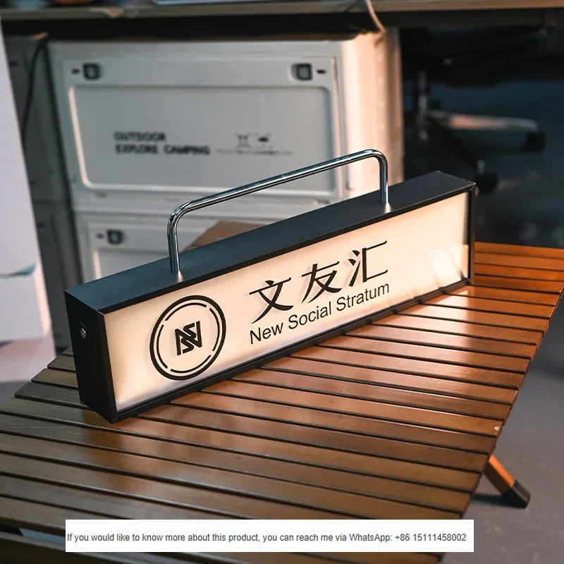 Portable Charging Light Box, Double-sided Content, Desktop Decorative Light Box, Metal Baking Paint Frame