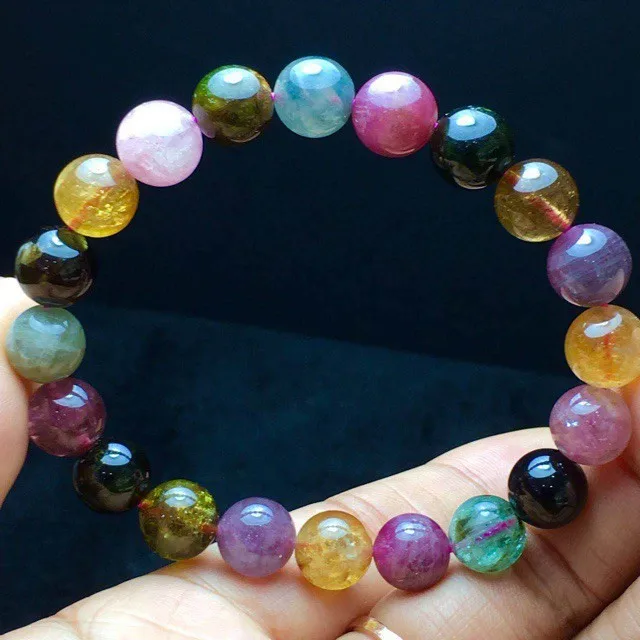 

5A Natural Brazil Candy Tourmaline Crystal 9mm Bracelets