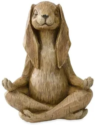 Meditation Zen Animal Sculpture Buddhist Gesture Rabbit Statue Bonsai Fountain Ornaments Leisure Living Room Garden Decoration