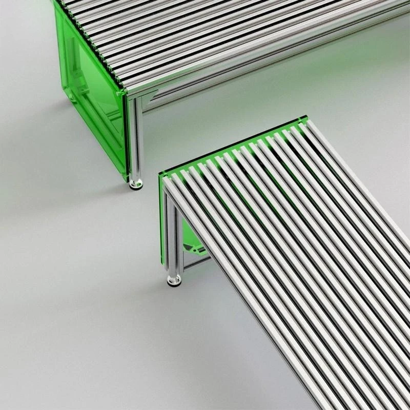 Designer bench aluminum profile stool clothing store display industrial style coffee shop dessert milk tea shop acrylic