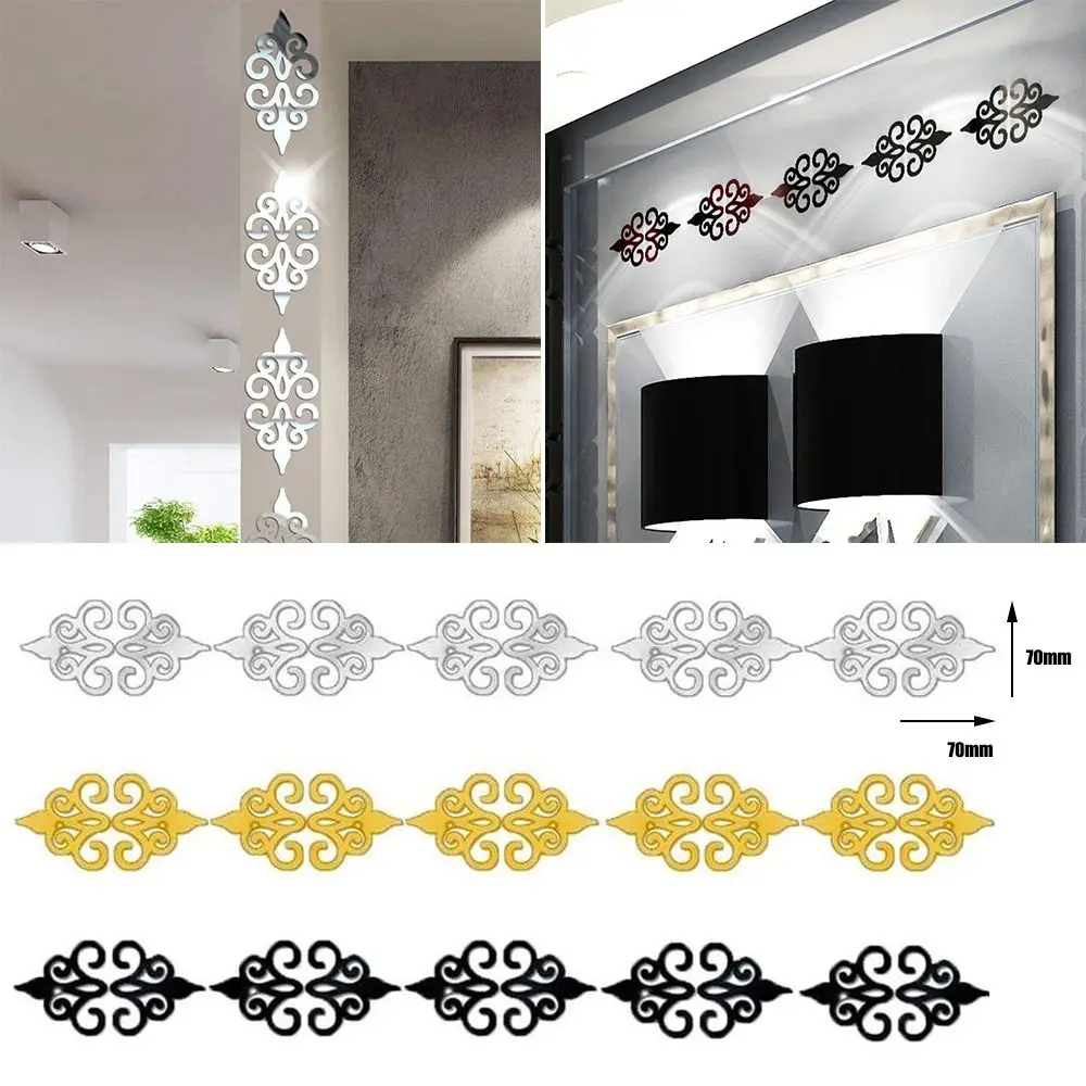 Multi-size Self-adhesive Acrylic 3D Mosaic Living Room Mirror Sticker Art Decoration Wall Decal