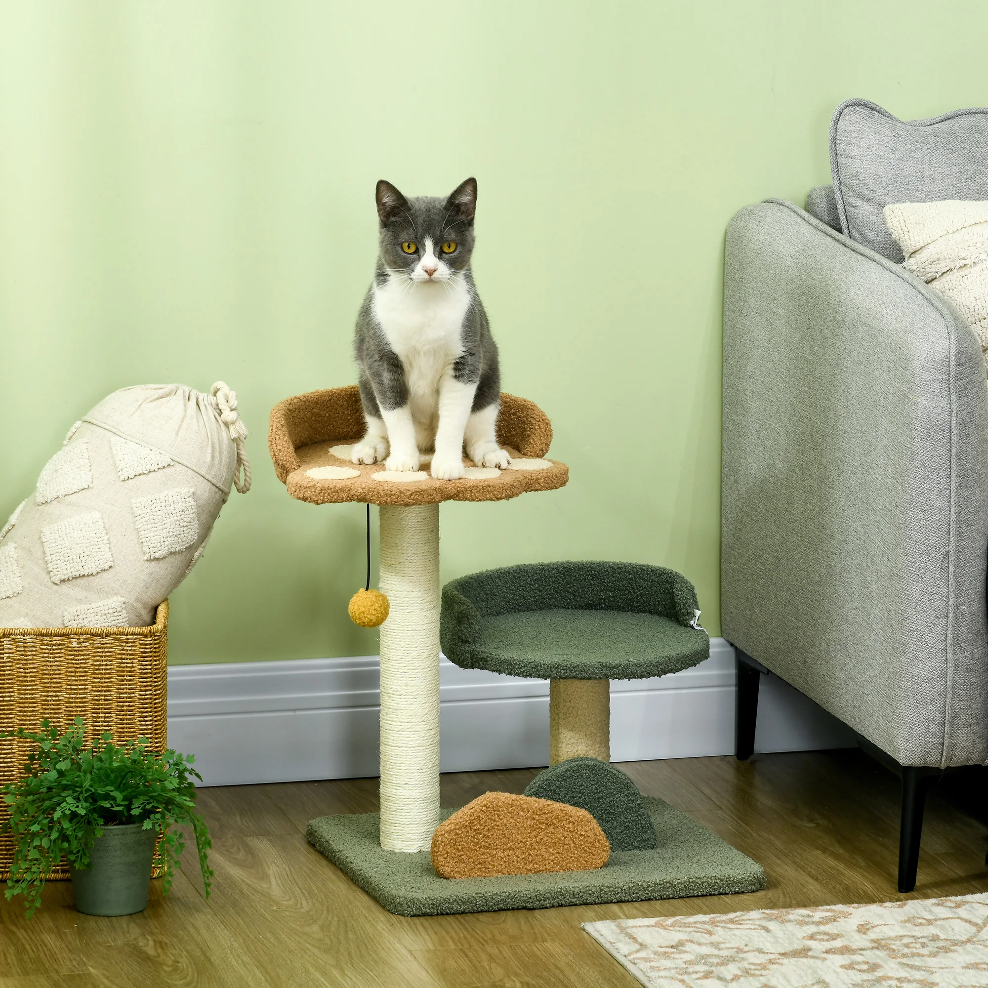 Pawhut Baum kleiner Katzen schaber mit Bett 43x39x52 cm mehrfarbig