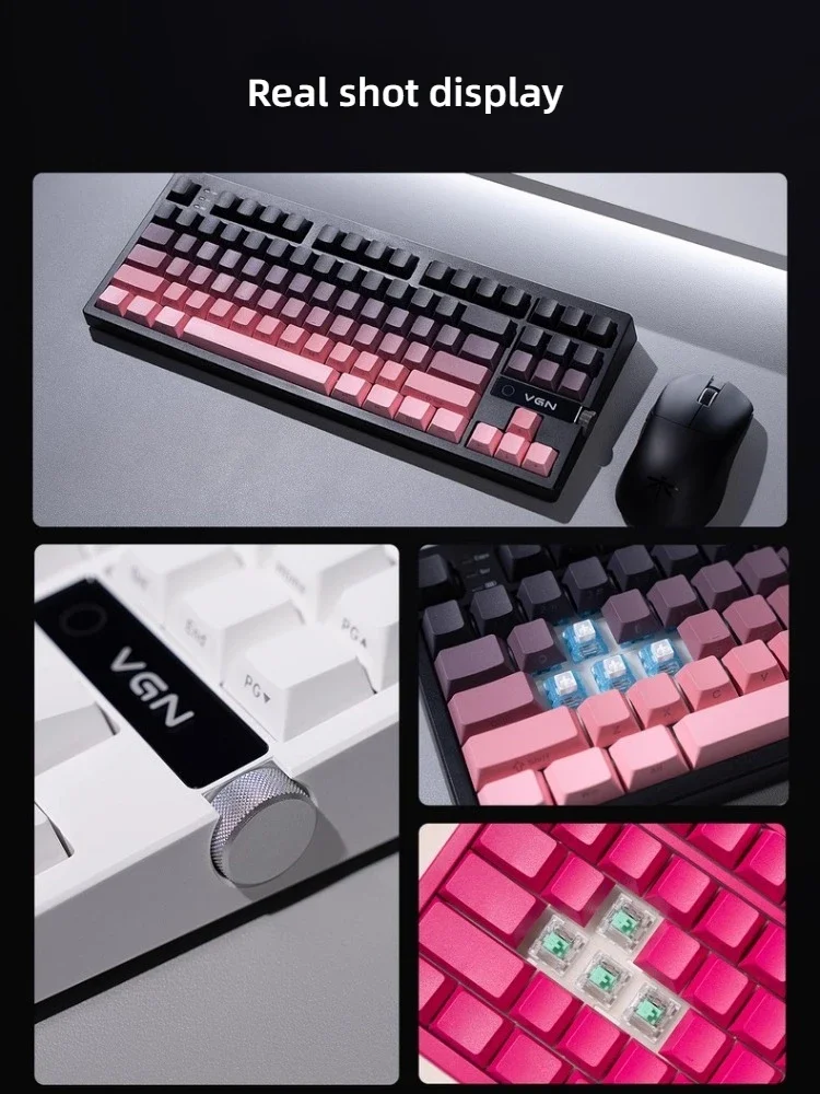 VGN V87 V2 لوحة مفاتيح ميكانيكية مخصصة ثلاثي الوضع سماعة لاسلكية تعمل بالبلوتوث مبادلة ساخنة الكمون المنخفض لوحة مفاتيح الألعاب الرياضية الإلكترونية مقبض معدني للمكتب