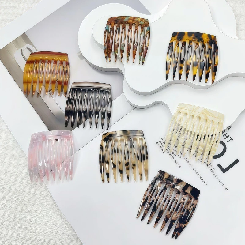 Black French Side 8 Teeth Combs Small French Decorative Bun Hold Clips Slide Hair Comb for Girls & Women Styling Tools Wholesale