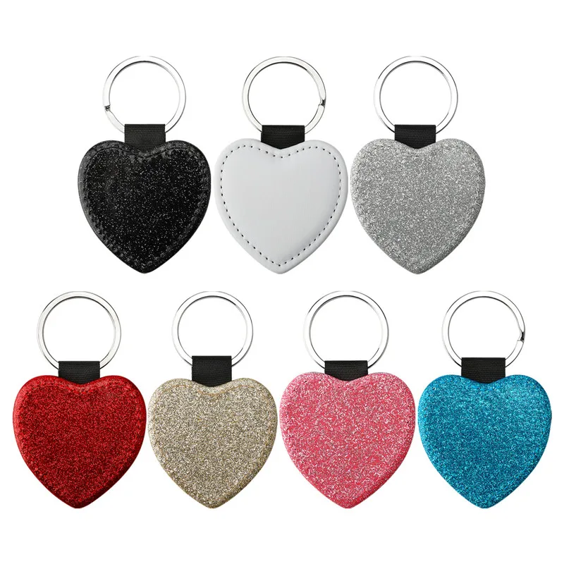 sublimation blank keychains golden heart bright powder key ring hot transfer printing material 20pieces/lot