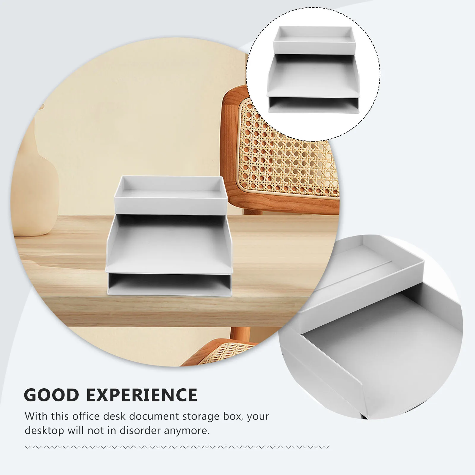 

1Set File Storage Box Stackable Desktop Organizer ABS Material Office Document Holder Paper Tray Storage Shelf