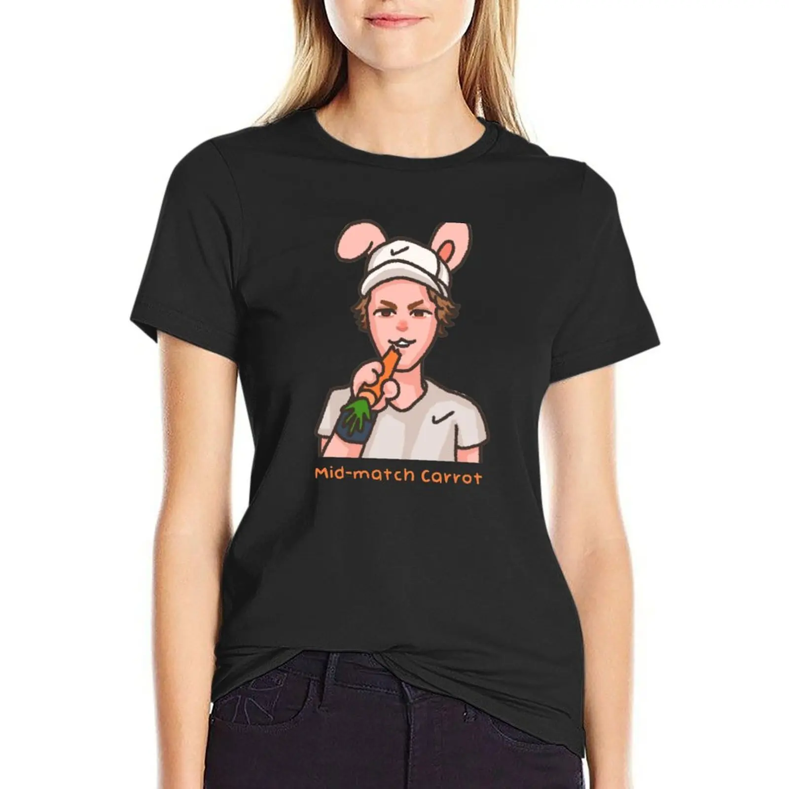 Jannik having some Carrot T-Shirt summer clothes graphics funny t shirts for Women