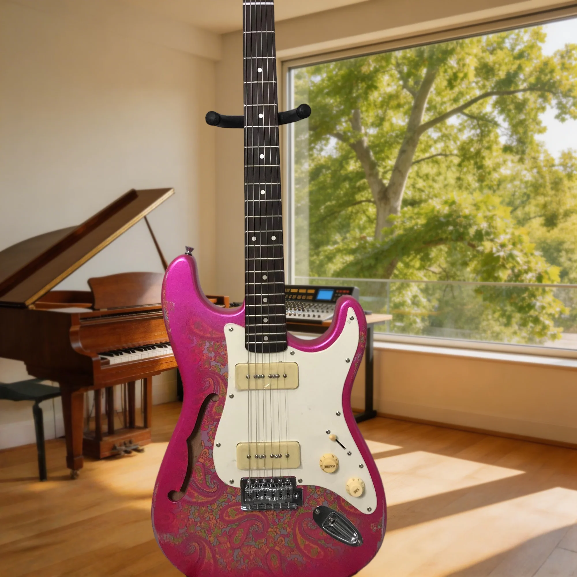 Rose Red Semi-Hollow STGU Electric Guitar Rare Collector's M