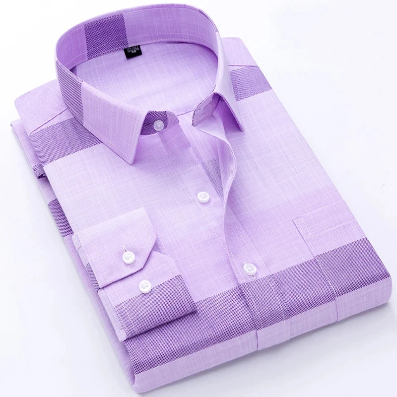 2024 New High quality men's long sleeved shirt for spring autumn new business printed plaid casual comfortable top S-2XL-3XL-4XL