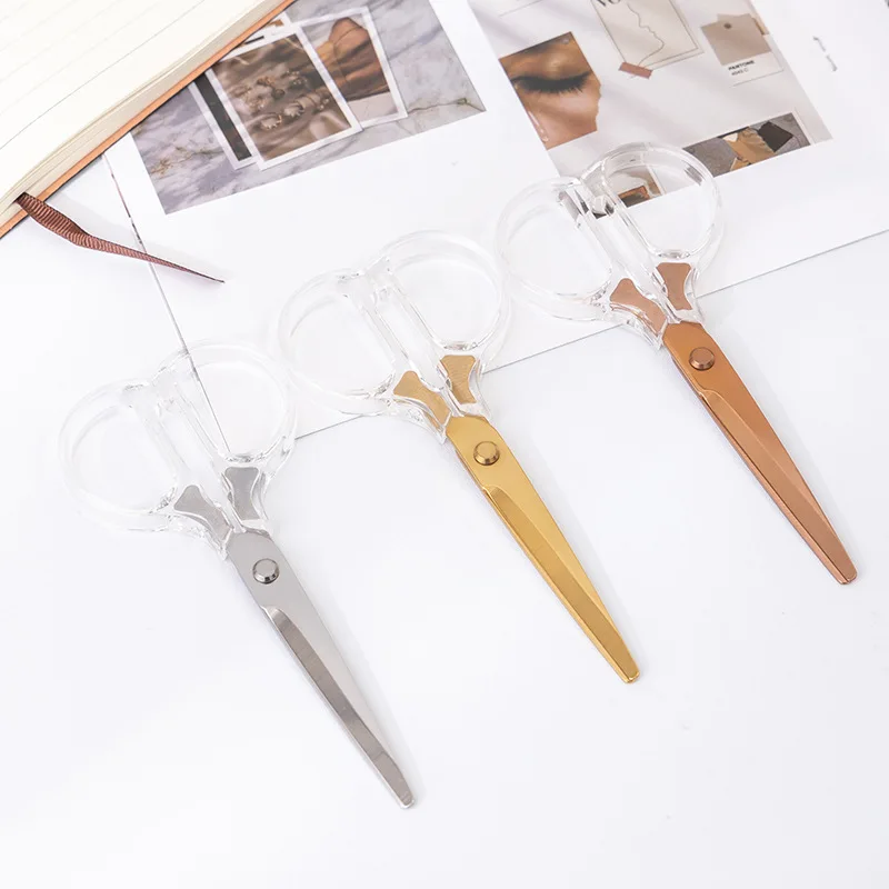 Acrylic Scissors Transparent Handle Color Gradient Sharp Stainless Steel Kitchen,Office Stationery,Paper Cut Pruning Sewing