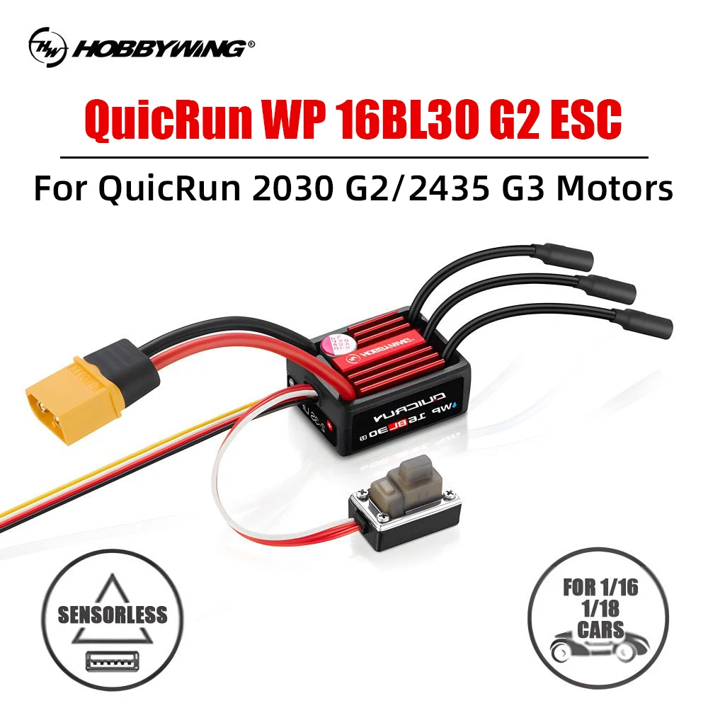 Hobbywing Brushless ESC QuicRun WP 16BL30 G2 IP67 Sensorless ESC For 1:16 1:18 On-Road Off-Road Short Course Monster Truck