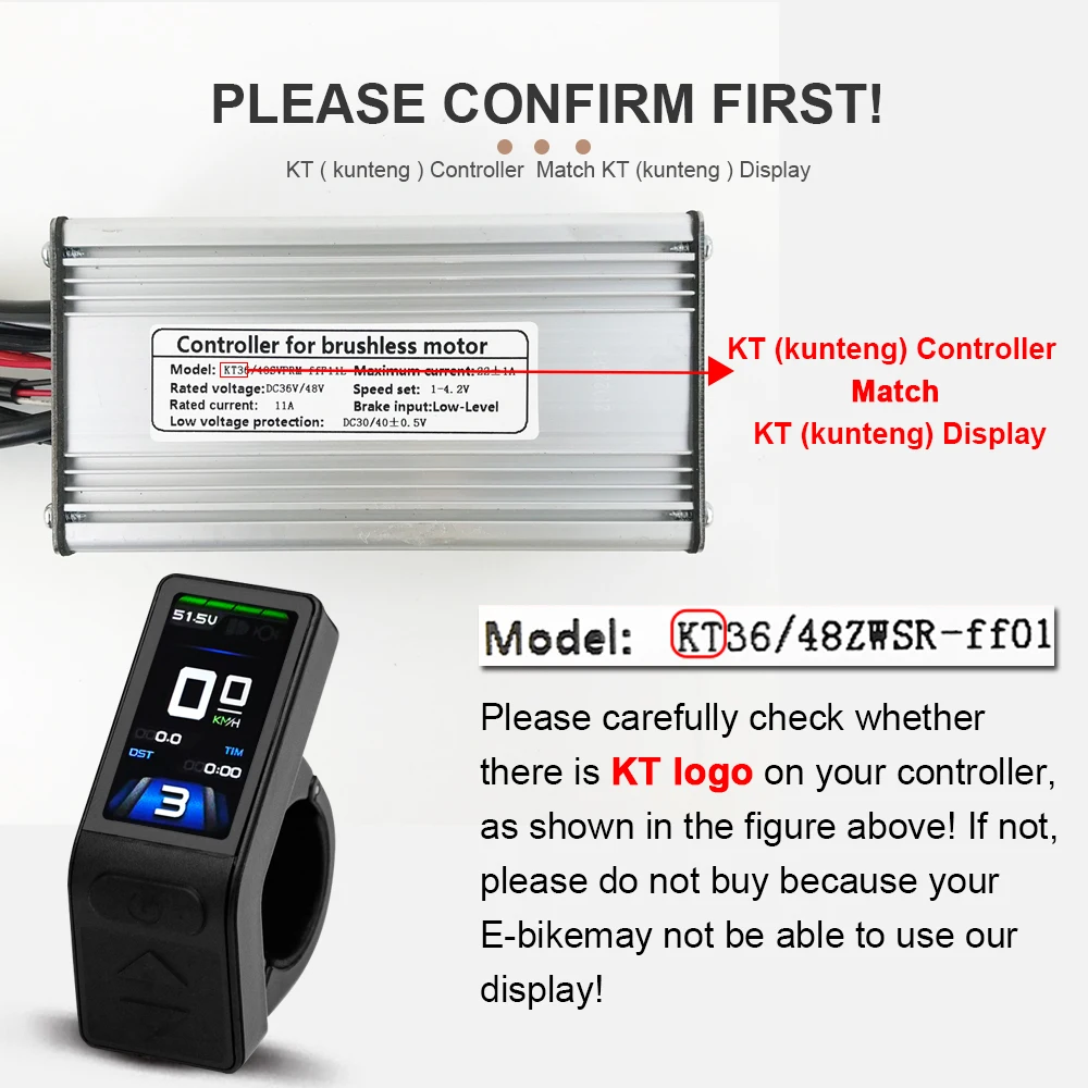 Ebike عرض 24 فولت 36 فولت 48 فولت KT TF04 عرض دراجة كهربائية Kunteng لوحة تحكم ذكية عرض لمجموعة محرك الدراجة الكهربائية #5