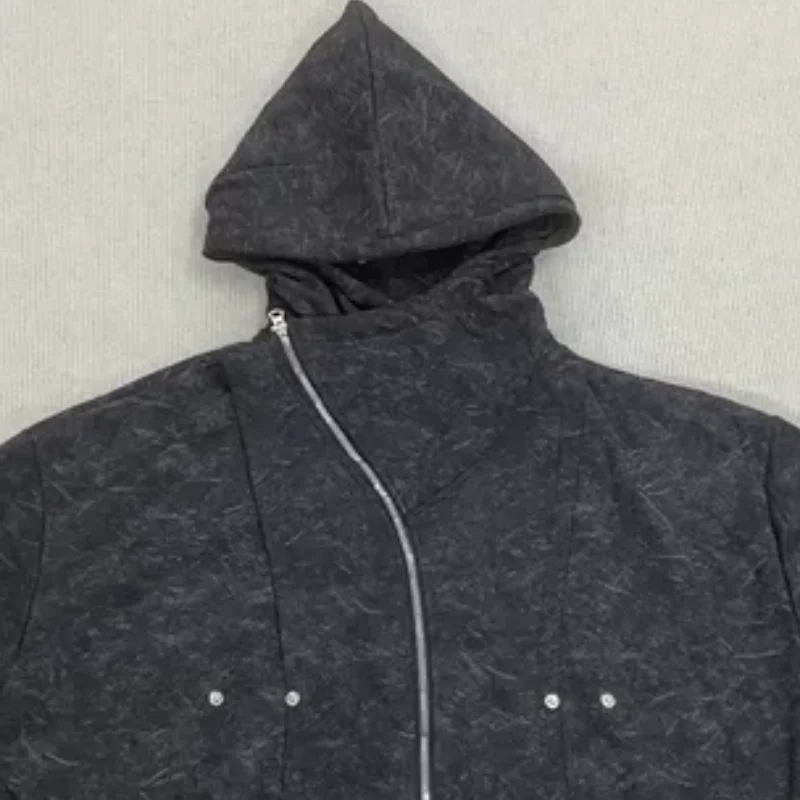 

Свободная повседневная толстовка в стиле хип-хоп, толстовка с капюшоном, осень-зима, европейско-американская мода, уличная нерегулярная молния, старый топ для мужчин и женщин