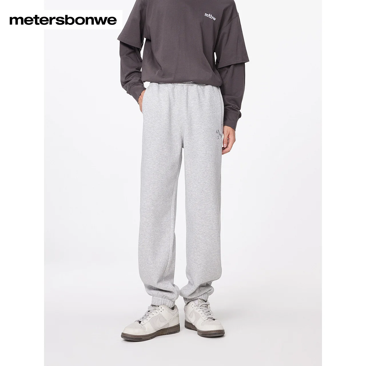 

Metersbonwe-Men's Women's Knit Trousers Fleese-Lined Solid Color Loose Gym Sports Pant Jogger Sweatpants Workout Jogging Winter