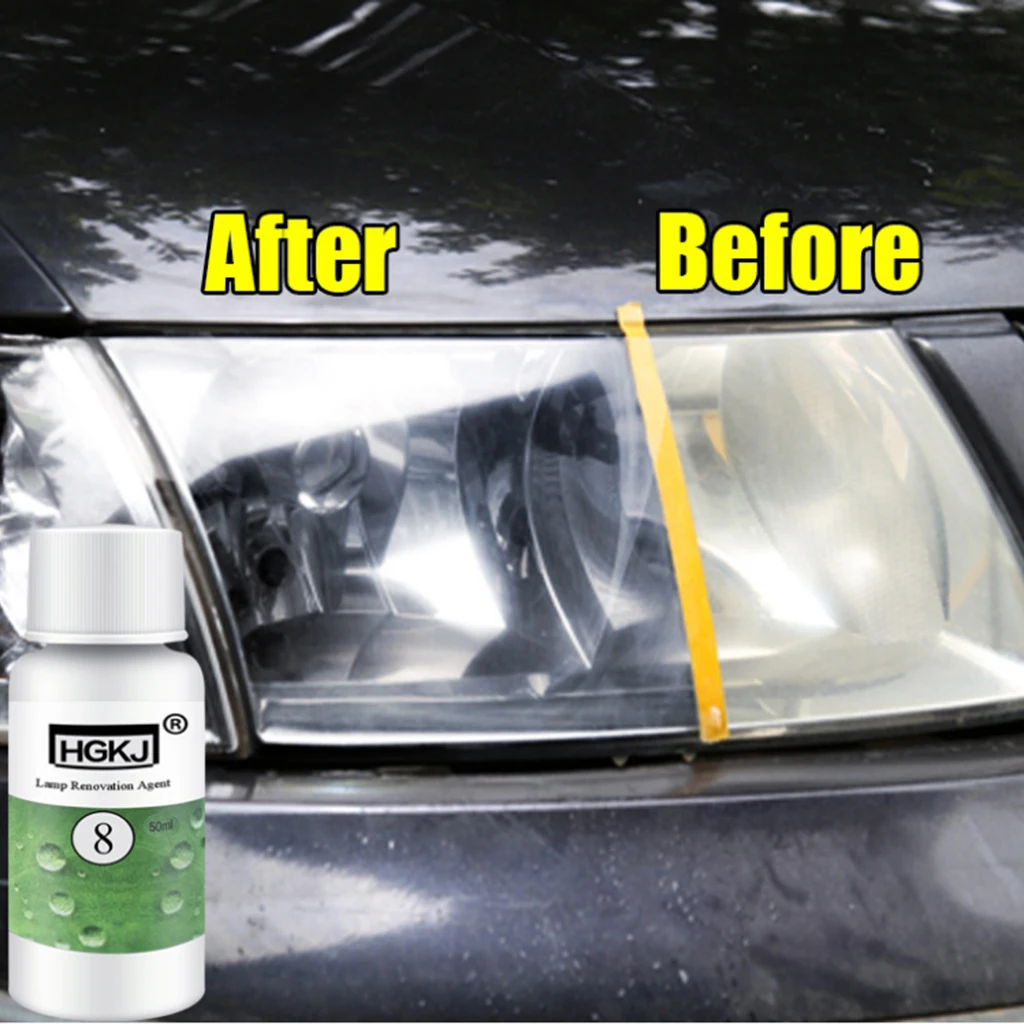 HGKJ 8 Car Headlight Refurbished Agent 50ML Headlight Polishing Repair Kit Nano Hydrophobic Coating Anti Rain Spray For Glass