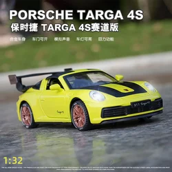 Diecast 1:32 Alloy Model Car Porsche 911 997 Targa 4s Racing Miniature Metal Sportcar Vehicle for Children New Gifts Hot Toys