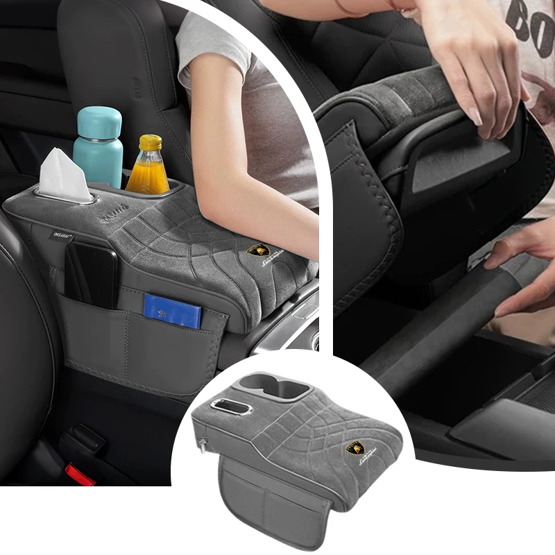 

Universal Car Armrest Box Cushion Velvet Surface Decoration Accessories for Lamborghini Urus Huracan AventadorPremiumAccessories