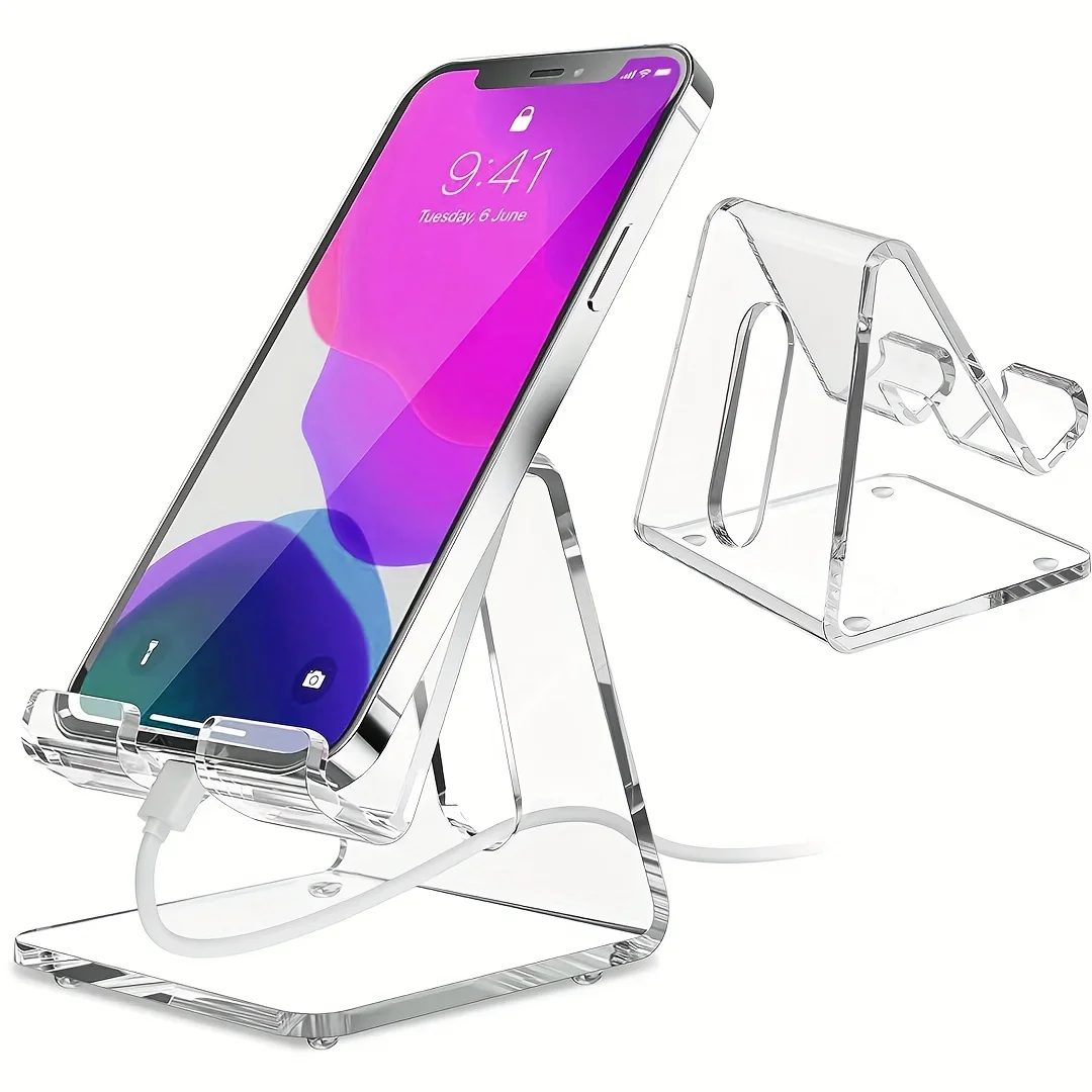 1pc Acrylic Transparent Phone Holder,All Smartphones 4-8 Inches, Desk, Office Supplies Accessories.