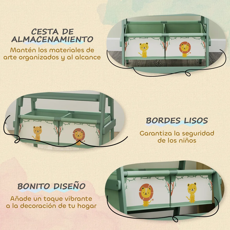 AIYAPLAY Caballete 3 En 1 Para Niños – Pizarra Magnética, Papel Y Cesta De Almacenamiento, 59x48x118 Cm, Gris