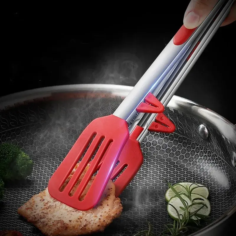 9 Inche Red with Bracket Silicone Food Clip In Kitchen High Temperature Resistant Anti Scalding Barbecue Clip