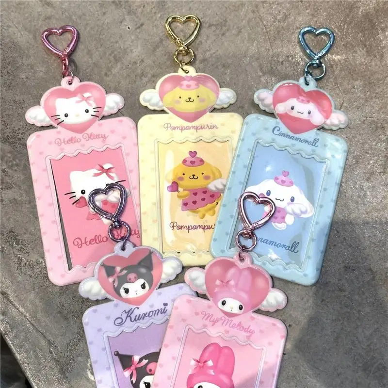 New Sanrio Usahana Badbadtz-Maru Keroppi Tiny Chum Card Cover Keychain Hello Kitty Pom Pom Purin Heart Buckle Idol Card Holder