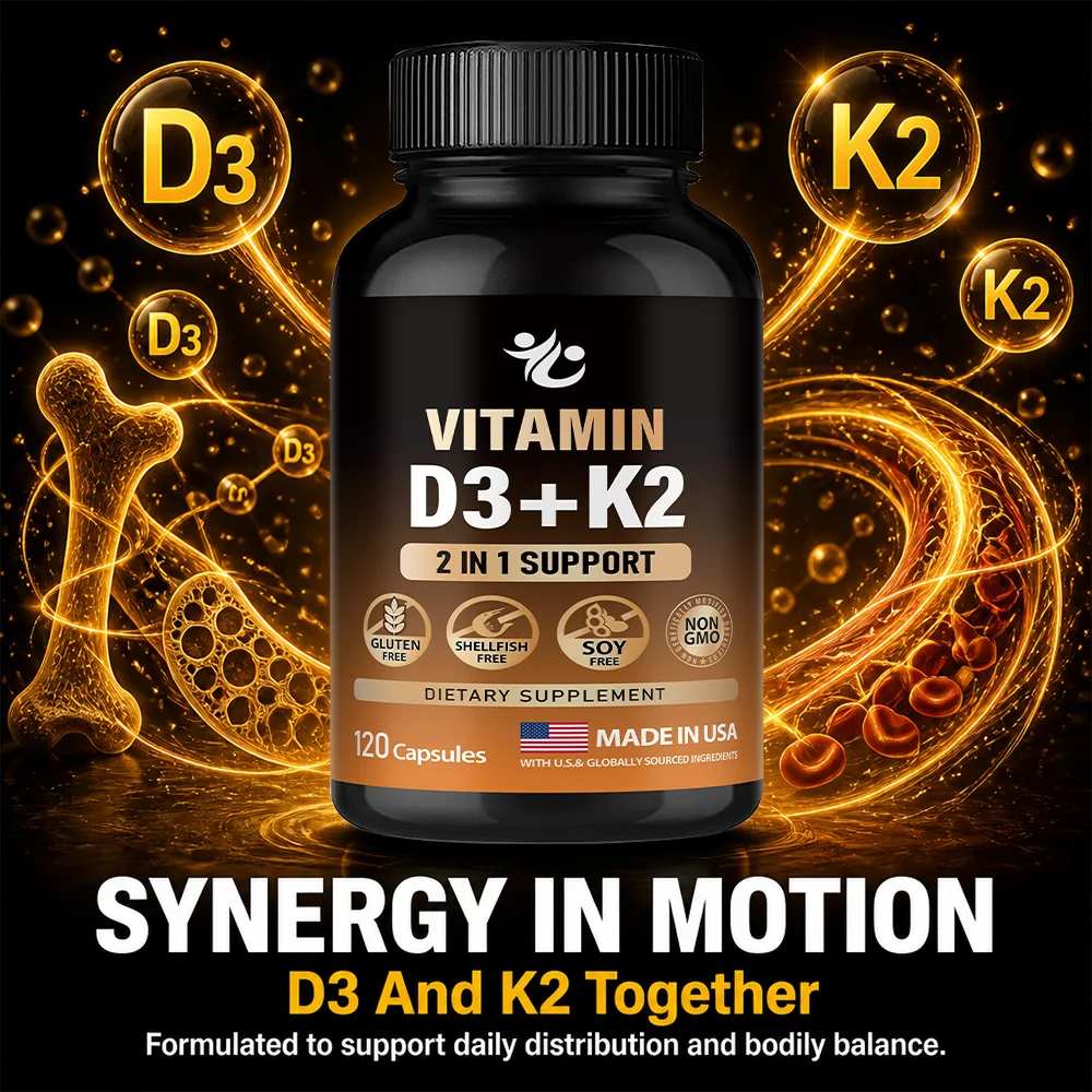 Vitamin D3 K2 Complex - Easy To Swallow - Vitamin D (D3) 5000 IU (125 Mcg) & K2(MK-7) 90 Mcg | Non-GMO | Gluten-Free