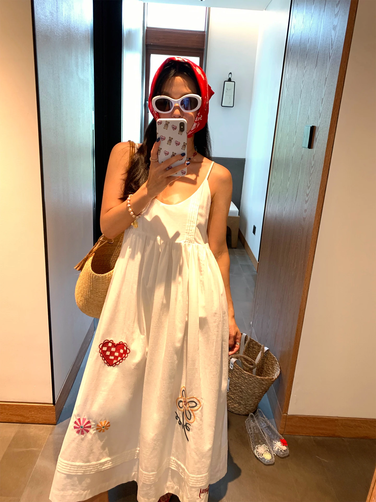 Witte geborduurde riem Dr. Losse V-Ne katoen Zomer Casual Sle Dames Faion 2025, nieuwe collectie Ci Pendelen A-lijn Dr