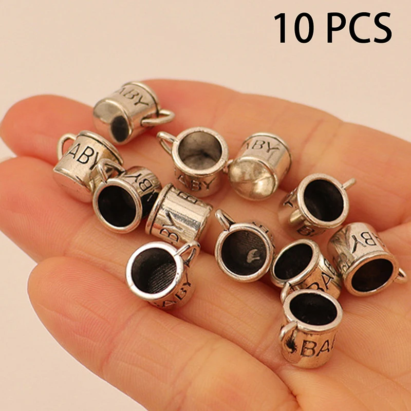 ชุดของเล่นจำลองถ้วยน้ำชาโบราณ 10 ชิ้น ทำจากโลหะผสม สำหรับตกแต่งบ้านตุ๊กตา