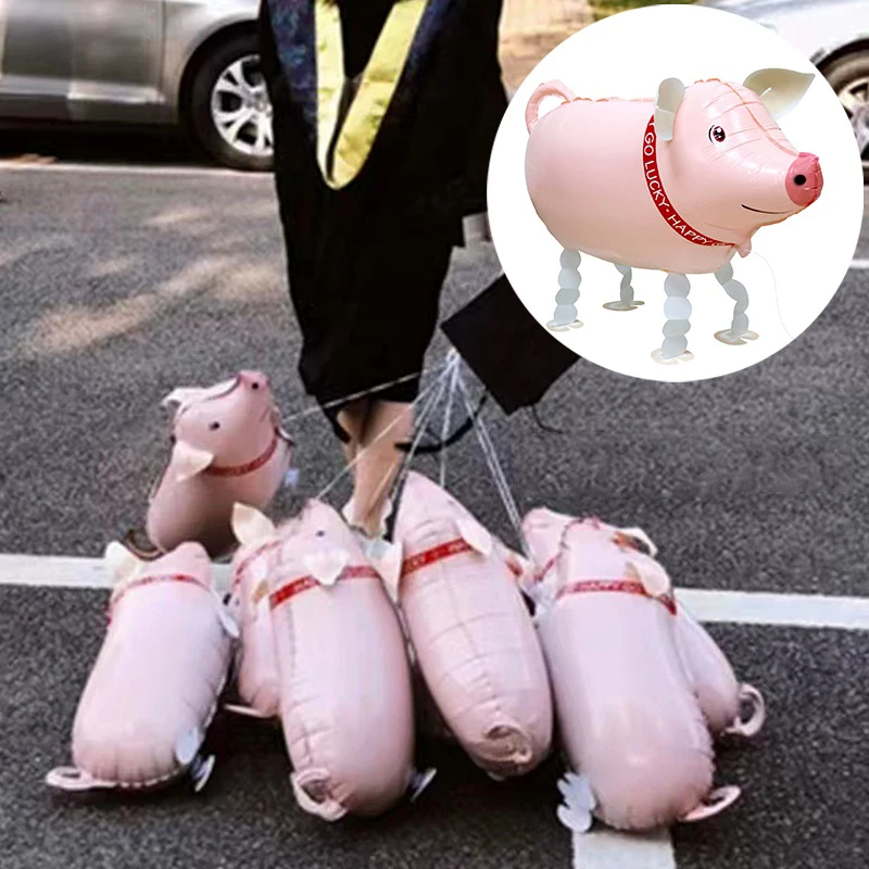 Balon z chodzącą świnią Balony ze zwierzętami z farmy Balon foliowy z mylaru na przyjęcie urodzinowe z okazji ukończenia szkoły