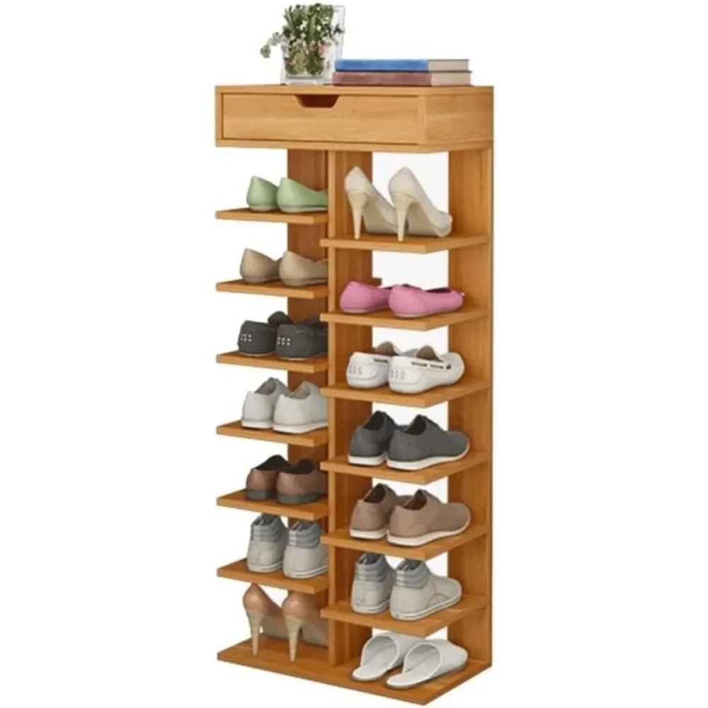 Shoe Rack Free Standing Shoe Racks Simple Classic 8-Tier with Drawer Shoe Shelf Large Capacity Home Shoe(Shoe Rack C)