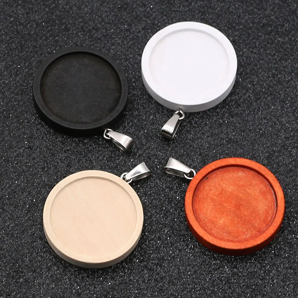 

20 pcs 25Mm Wooden Base Pendant Diy Earring Supplies Stainless Steel Connector For Time Glass Jewelry Craft Portable Durable