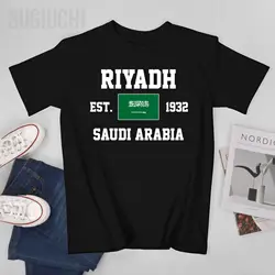 Patriotic Flag Saudi Arabia EST.1932 Riyadh Men Tshirt Tees T-Shirt O-neck T Shirts Women Boys Clothing 100% Cotton