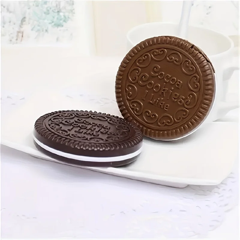 Portable Folding Makeup Mirror and Comb Cookie-Shaped Compact Design for Travel On-The-Go Touch-Ups Ideal Gift Makeup Lovers