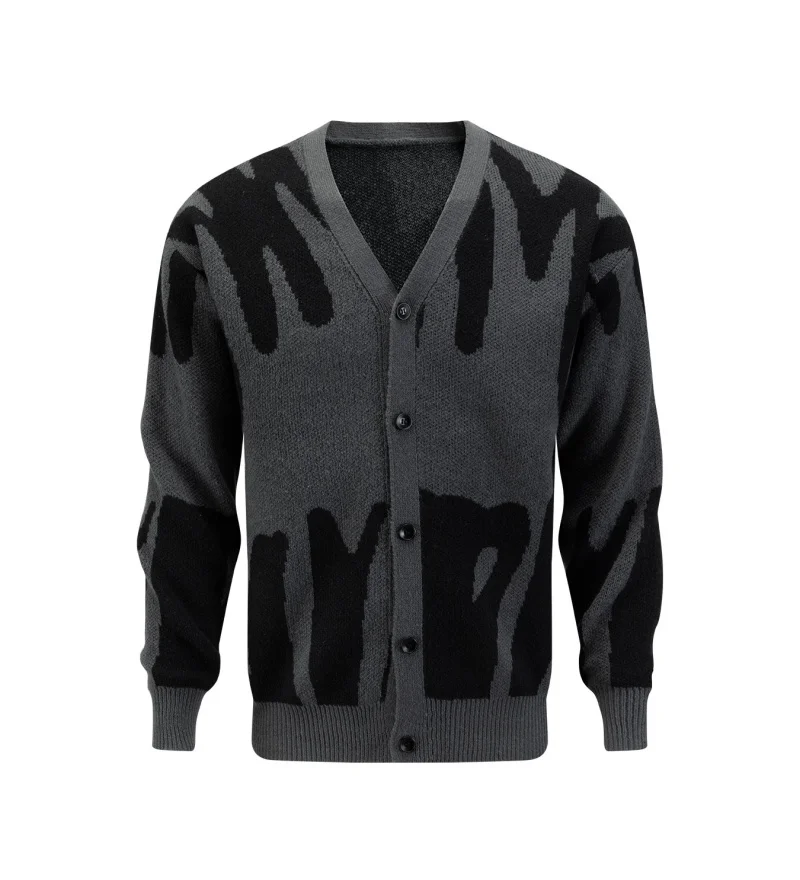 Nieuwe Collectie Mannen Trendy Merk Grote Maat V-hals Warme Trui Mannen High Street Losse Vest Alfabet Jacquard Gebreide Trui