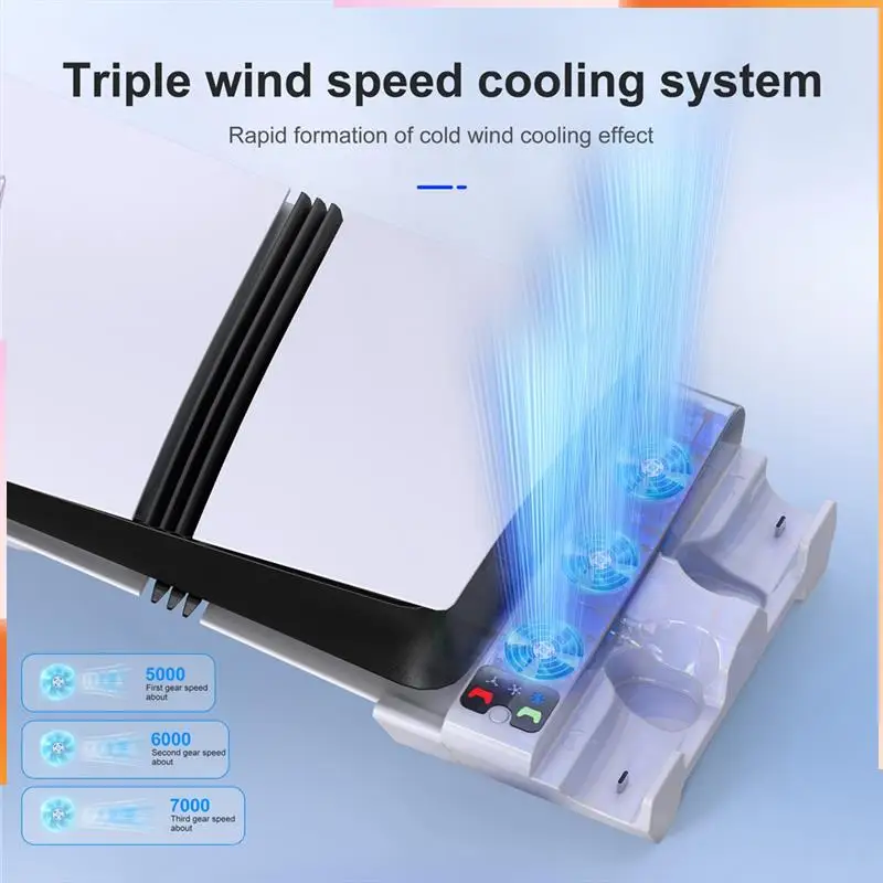 

A92Z For PS5 Slim/PS5 Pro Station With 3-Level Cooling Fans Dock Stand, PS5 Accessories Controller Charging Station Holder