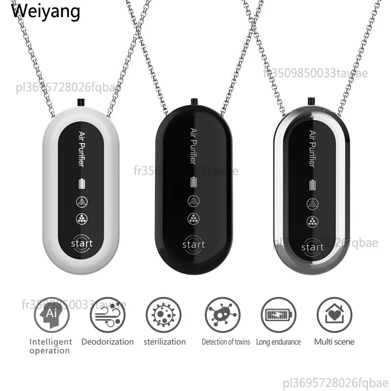 Collar Purificador de Aire Portátil, Mini Purificador de Aire con Iones Negativos, Recargable por USB, 60 Horas de Duración, para Uso Personal