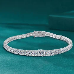 GRA Certified 3-5mm All Moissanite Diamond Tennis Bracelets 925 Sterling Silver Plated 18K Gold Bracelet Fine Jewelry for Women