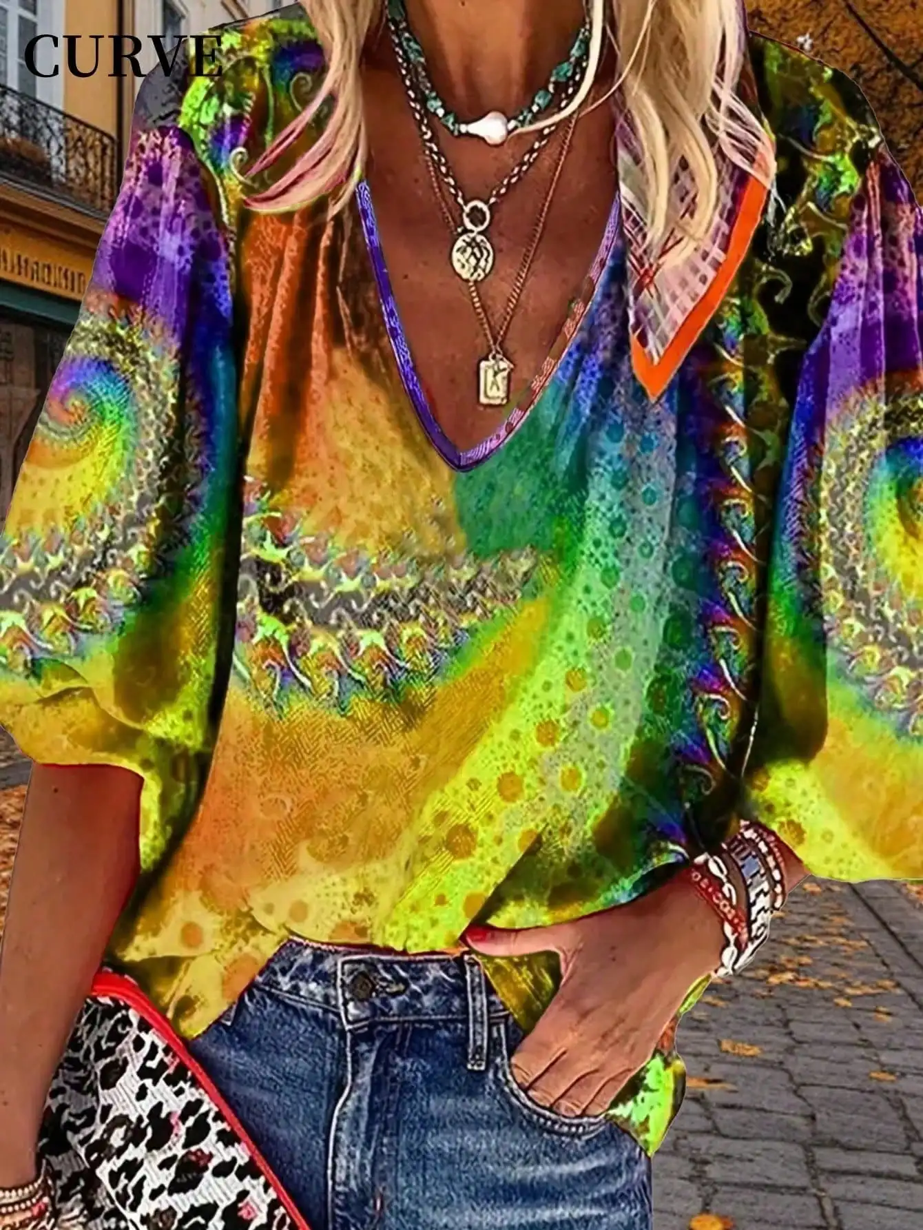 

Большие размеры 1XL-5XL, новые женские модные футболки с v-образным вырезом и цветочным принтом, женские топы с 3D художественным принтом, свободные топы с короткими рукавами