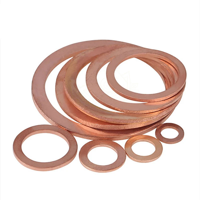 10/50pcs M5 M6 M8 M10 M12 M14 M16 M18 M20 M22 Solid Copper Washer Shim Flat Ring Gasket Rings Seal Plain Spacer Washers Fastener