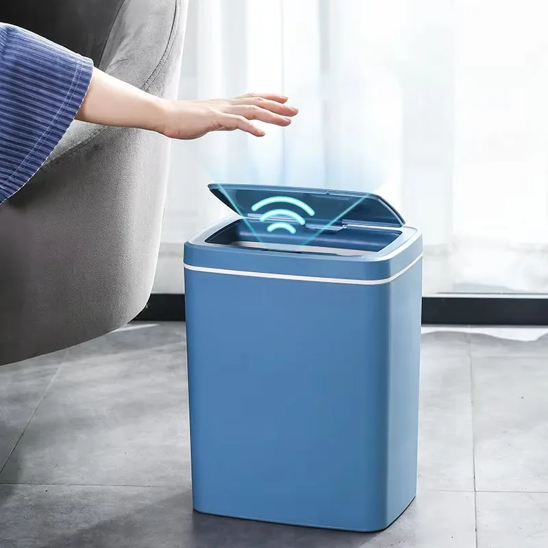 Household Small Rectangle No Touch Electronic Automatic Infrared Motion Sensory Activation Trash Can