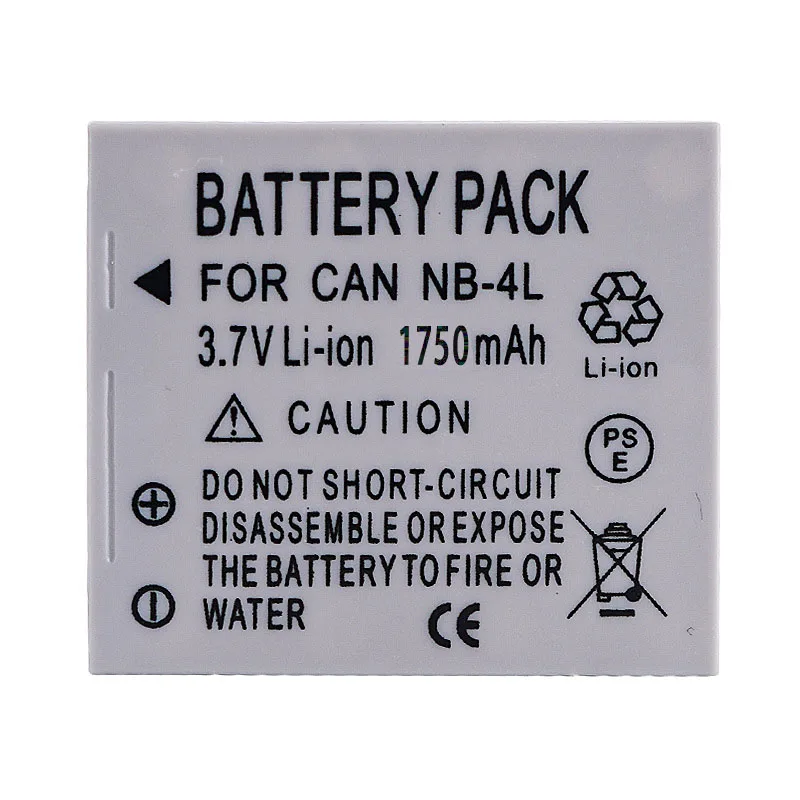 1750mah NB-4L NB4L NB 4L Rechargeable Battery For Canon IXUS 40 30 50 55 S5 WA60 TX1 DS4 SD960 IS 255 HS Camera