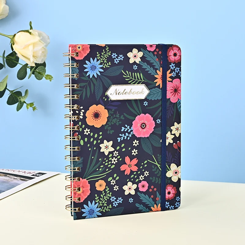 

Student Diary Colorful Flower A5 Notebook Coil Loose-leaf Binder Planner 80sheets Paper Journal School Study Stationery Supplies