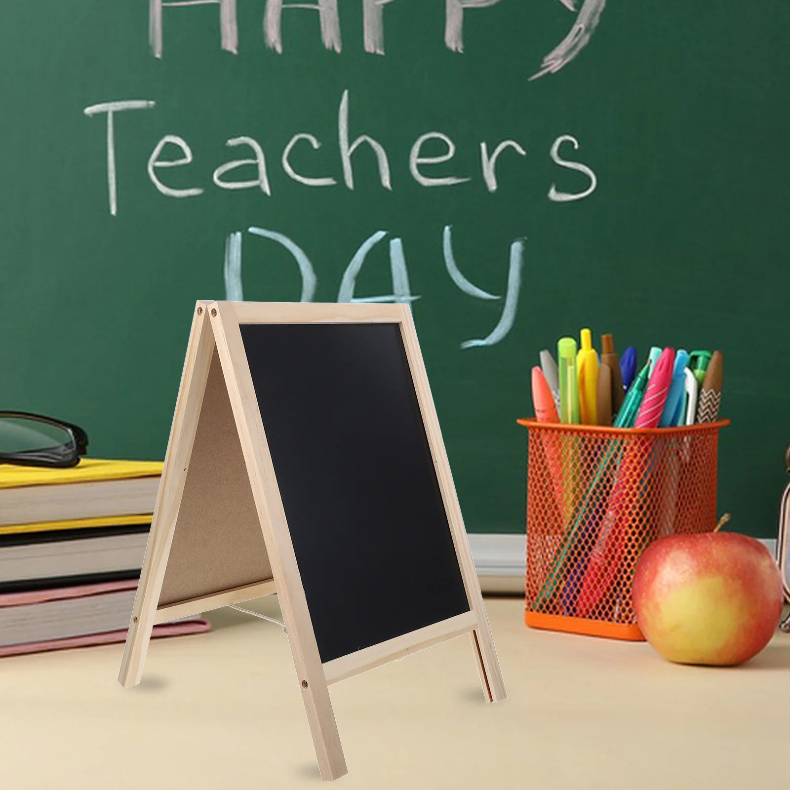 Mini Blackboard Double-sided Chalkboards Wooden Message Board Tags Blackboard Signs Display Notes Schedule Diet