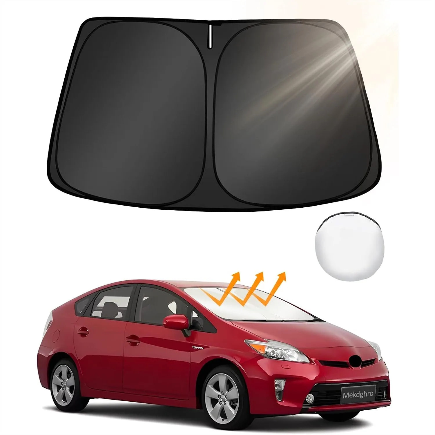 

Custom Fit Windshield Sun Shade for Toyo-ta Prius 2010-2015, Foldable, Full Coverage, Blocks 99% UV Rays