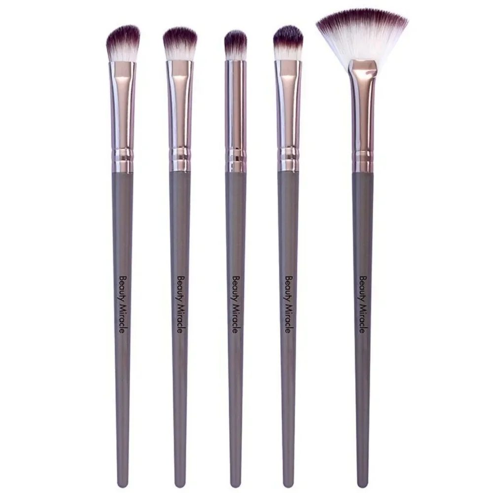 Conjunto de pincéis de maquiagem profissional, 5 peças, base, corretivos, sombras, pó, blush, mistura, ferramentas de beleza com bolsa