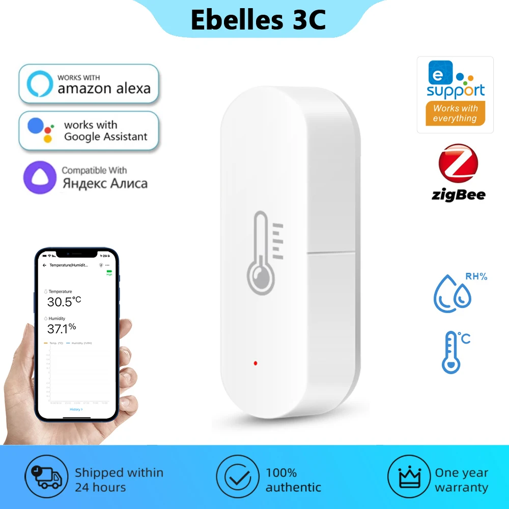 eWeLink App Zigbee Temperature And Humidity Sensor Smart Home Indoor Hygrometer Thermometer Works with Alexa Google Yandex Alice