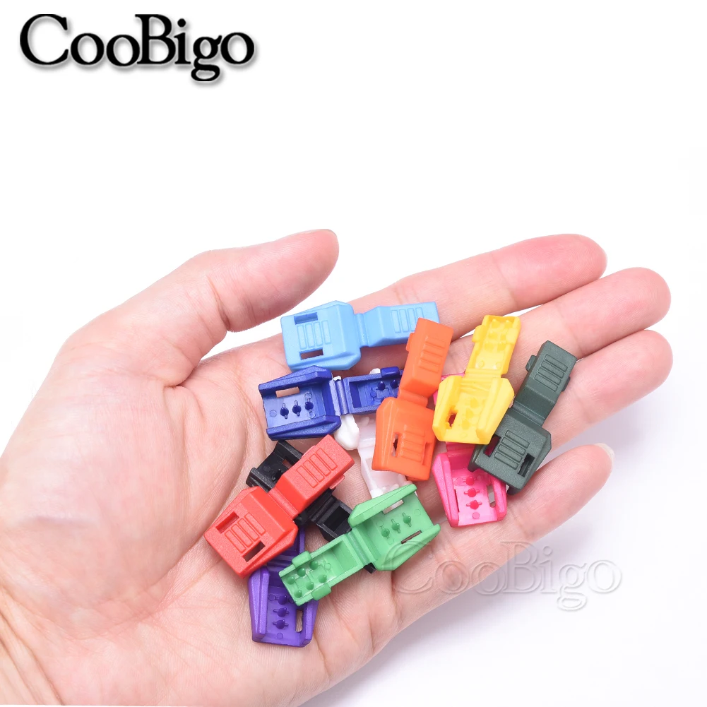 10pcs Plastic Zipper Pull Cord Ends Clip for Paracord Clamp Sportswear Rope Lanyard Backpack Shoelace DIY Accessories Colorful